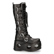 New Rock M-272-S2 Knee High Black Leather Gothic Boots