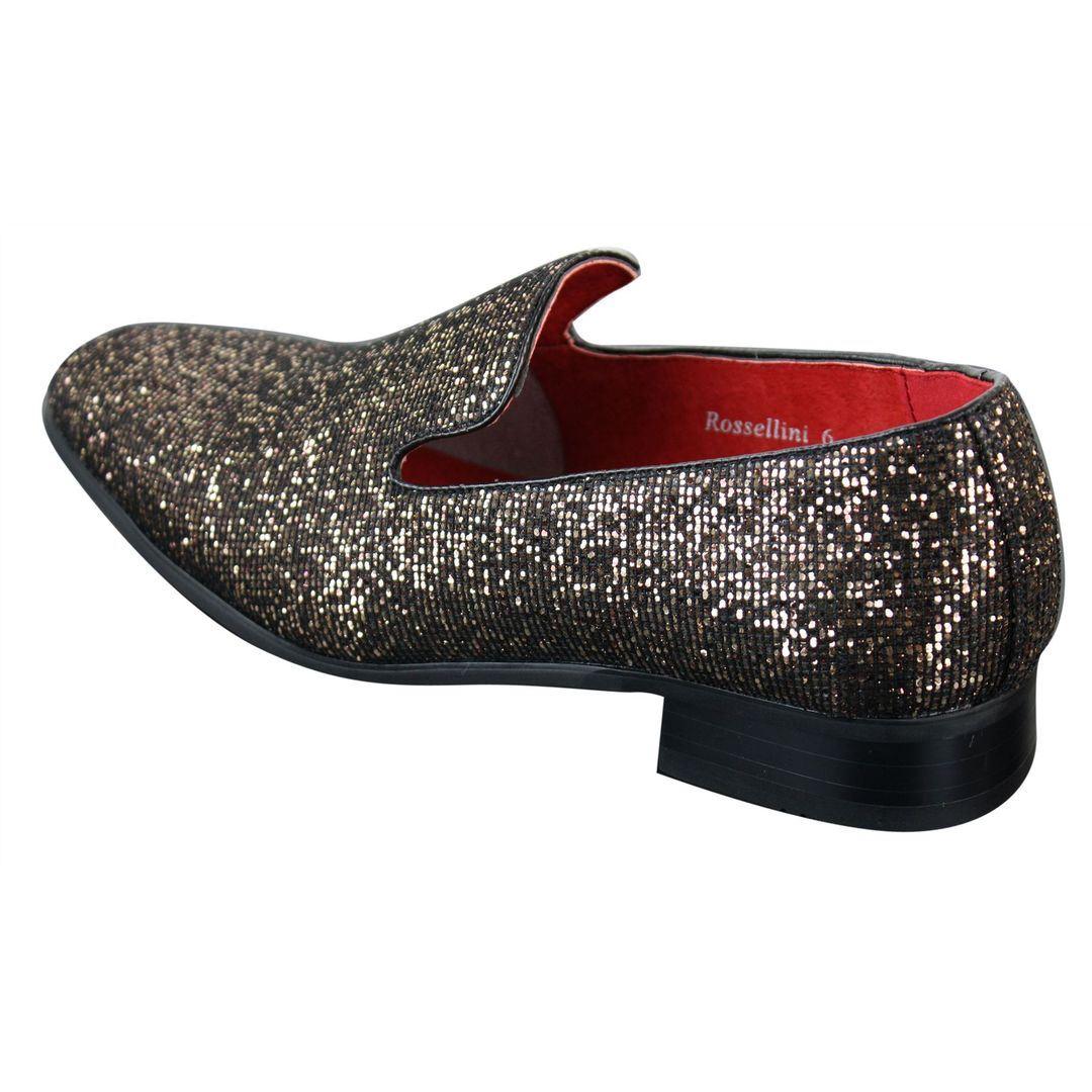 Mens Shiny Silver Gold Black Slip On Glitter Shoes Party Smart Patent Leather - Knighthood Store