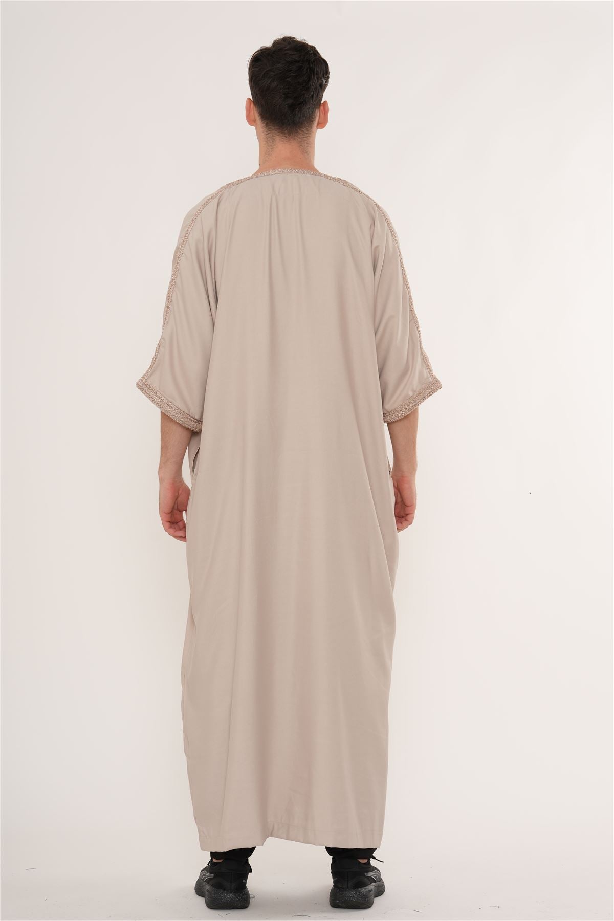 Men's Half Sleeve Embroidery Moroccan Thobe