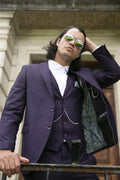 Mens 3 Piece Suit Plum Tailored Fit Smart Formal 1920s Classic Vintage Gatsby - Knighthood Store