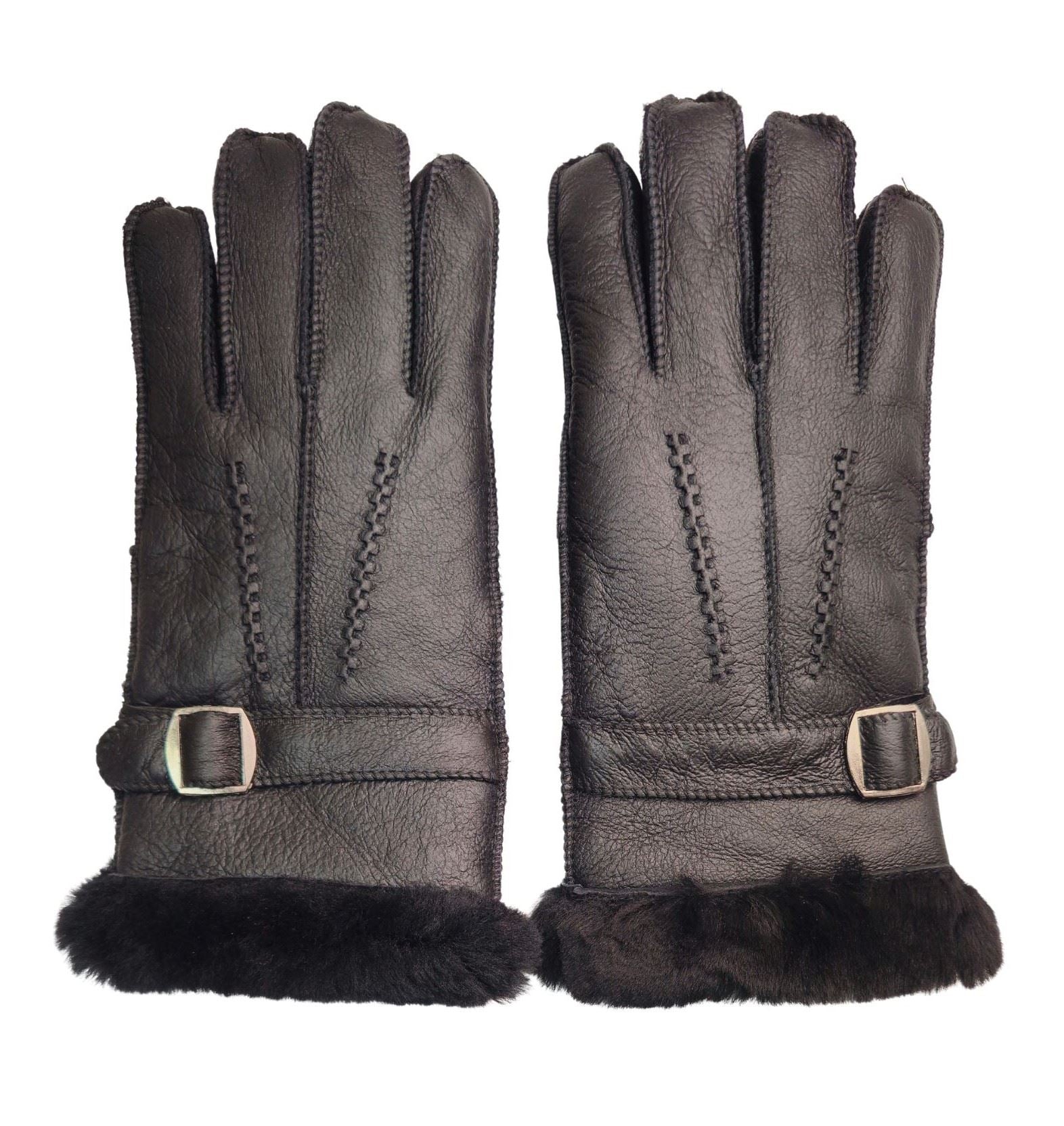 Men’s Sheepskin Suede Leather Wool Lining Gloves