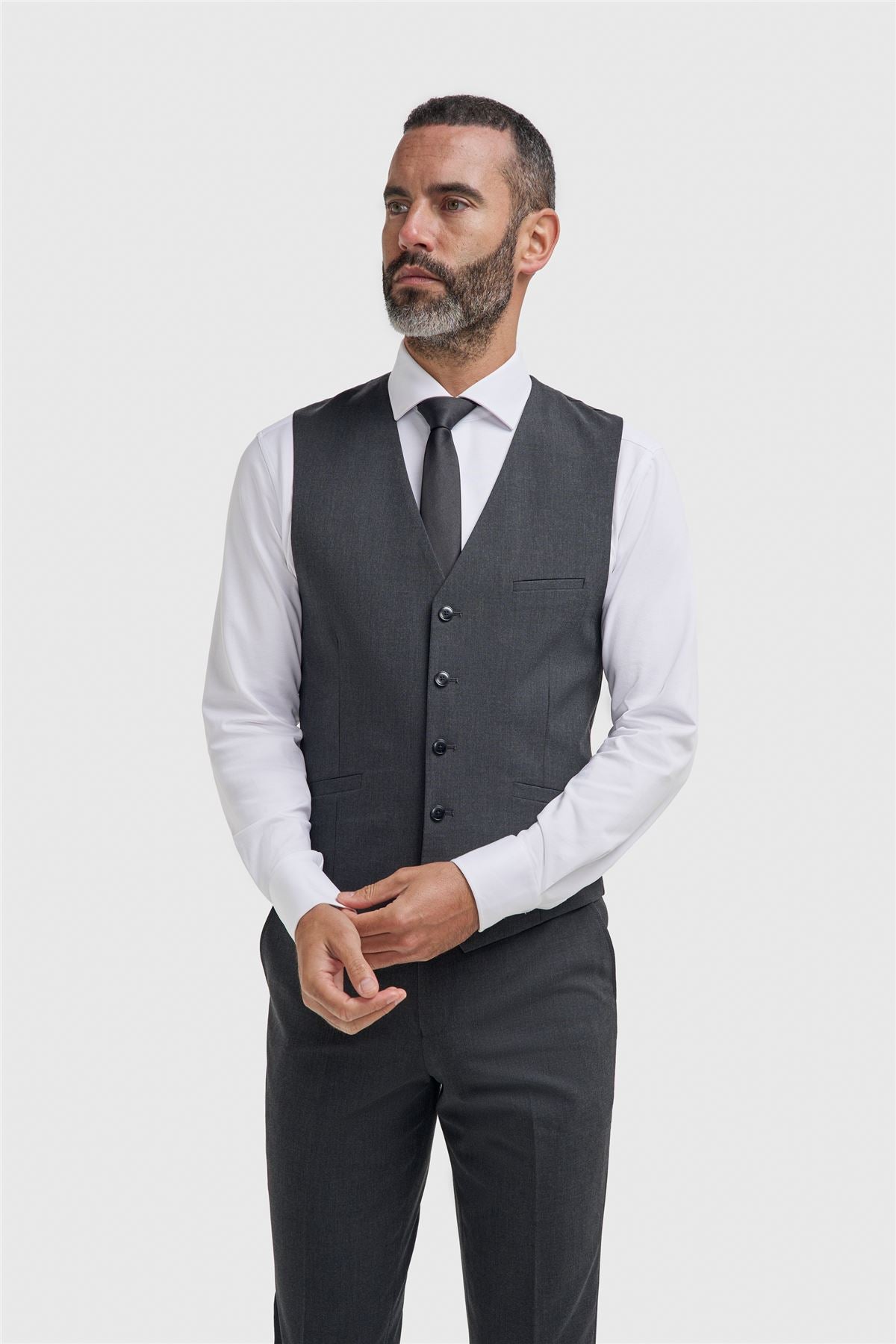 Malibu - Men's Charcoal Textured Grey 3 Piece Suit