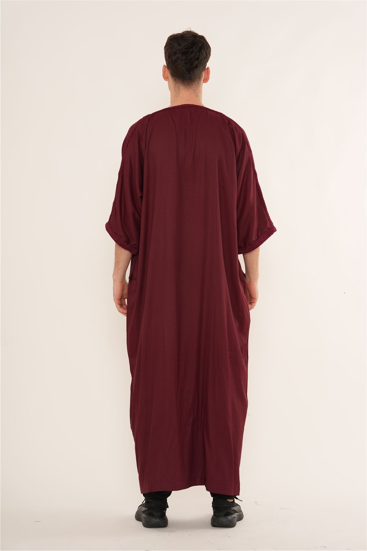 Men's Half Sleeve Embroidery Moroccan Thobe