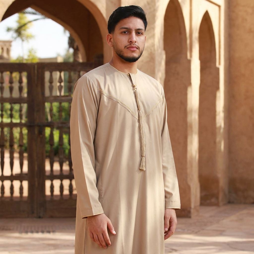 TT-007 - Men's Emirati Omani Gold Embroidery Thobe