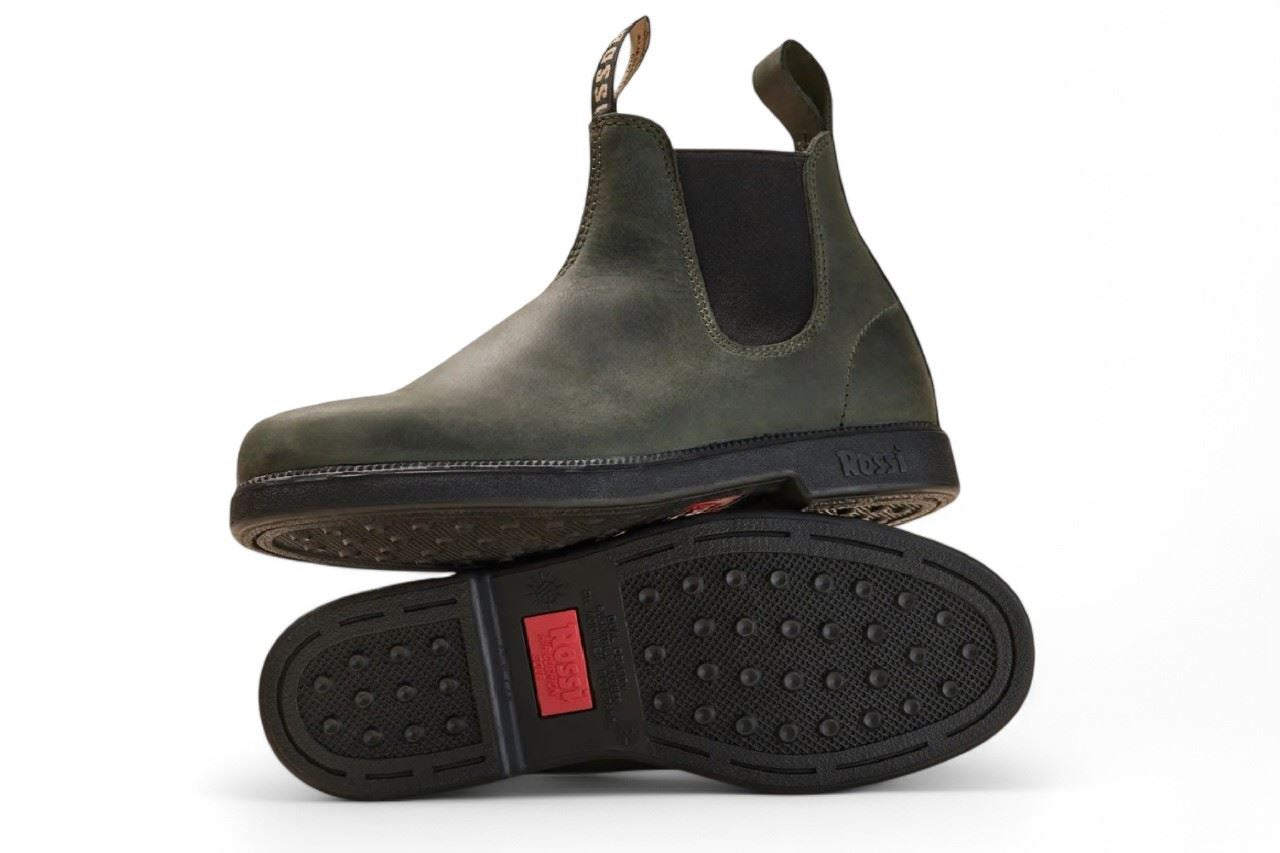 Booma 607 - Olive Green Leather Chelsea Boots