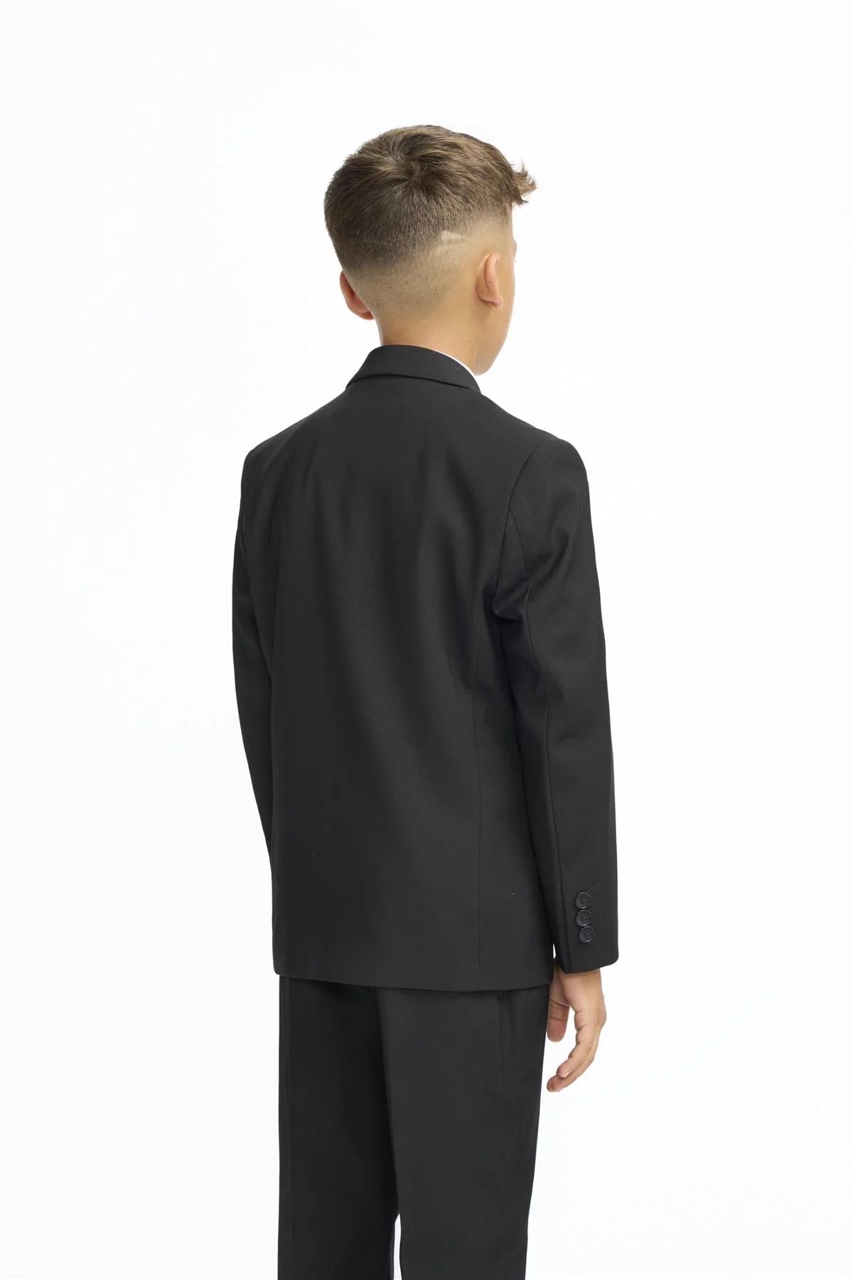 Boys Suit Black 3 Piece Tailored Fit Classic Formal Outfit