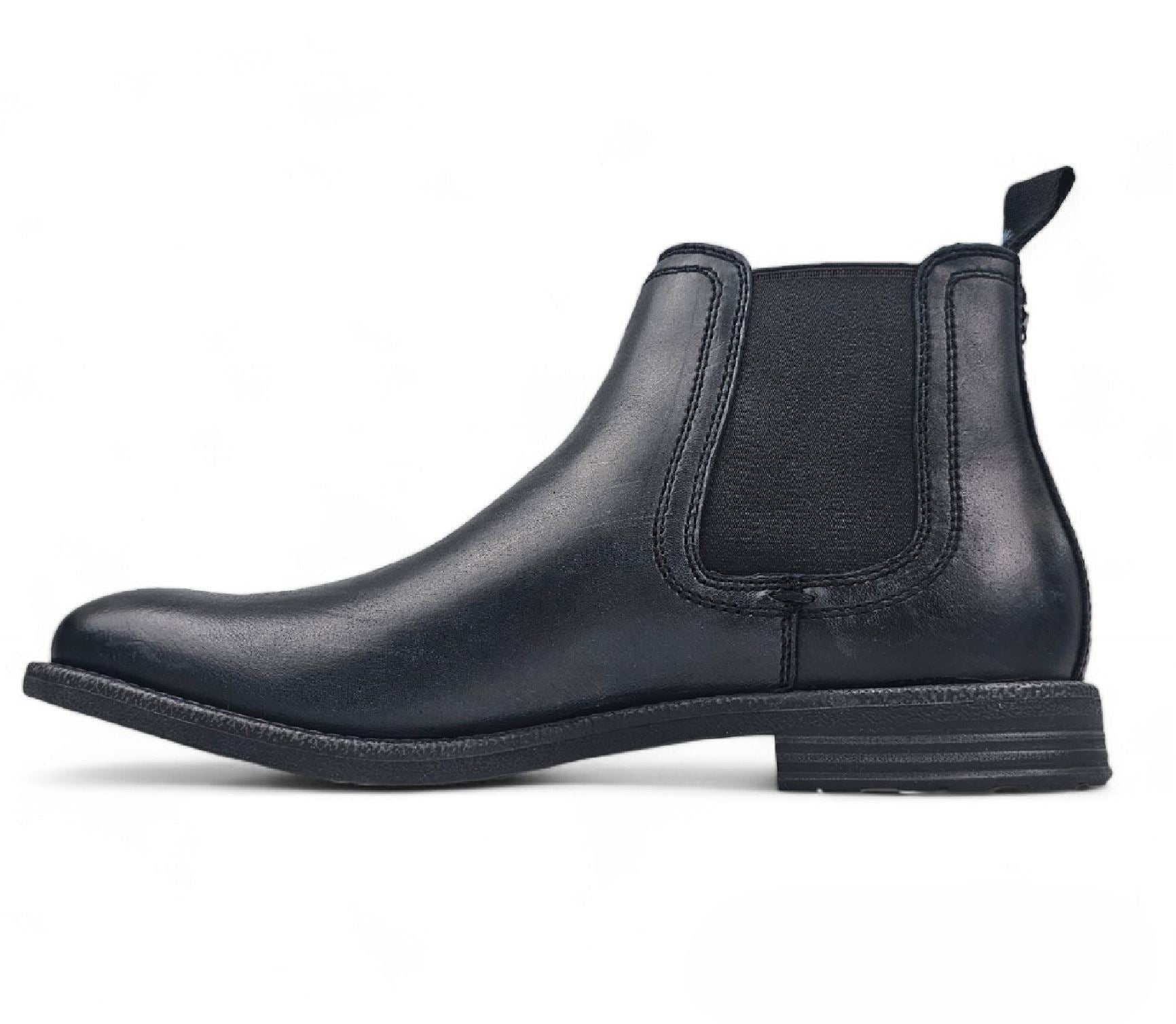 Sergio - Men's Black Slip On Leather Chelsea Boots