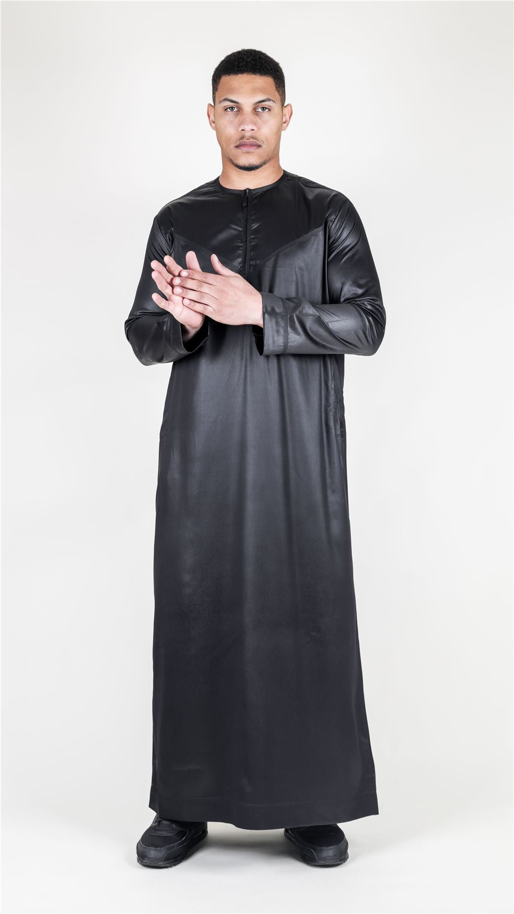 Men's Thobe Jubba Islamic Clothing Muslim Kaftan Emirati Omani Satin Robe