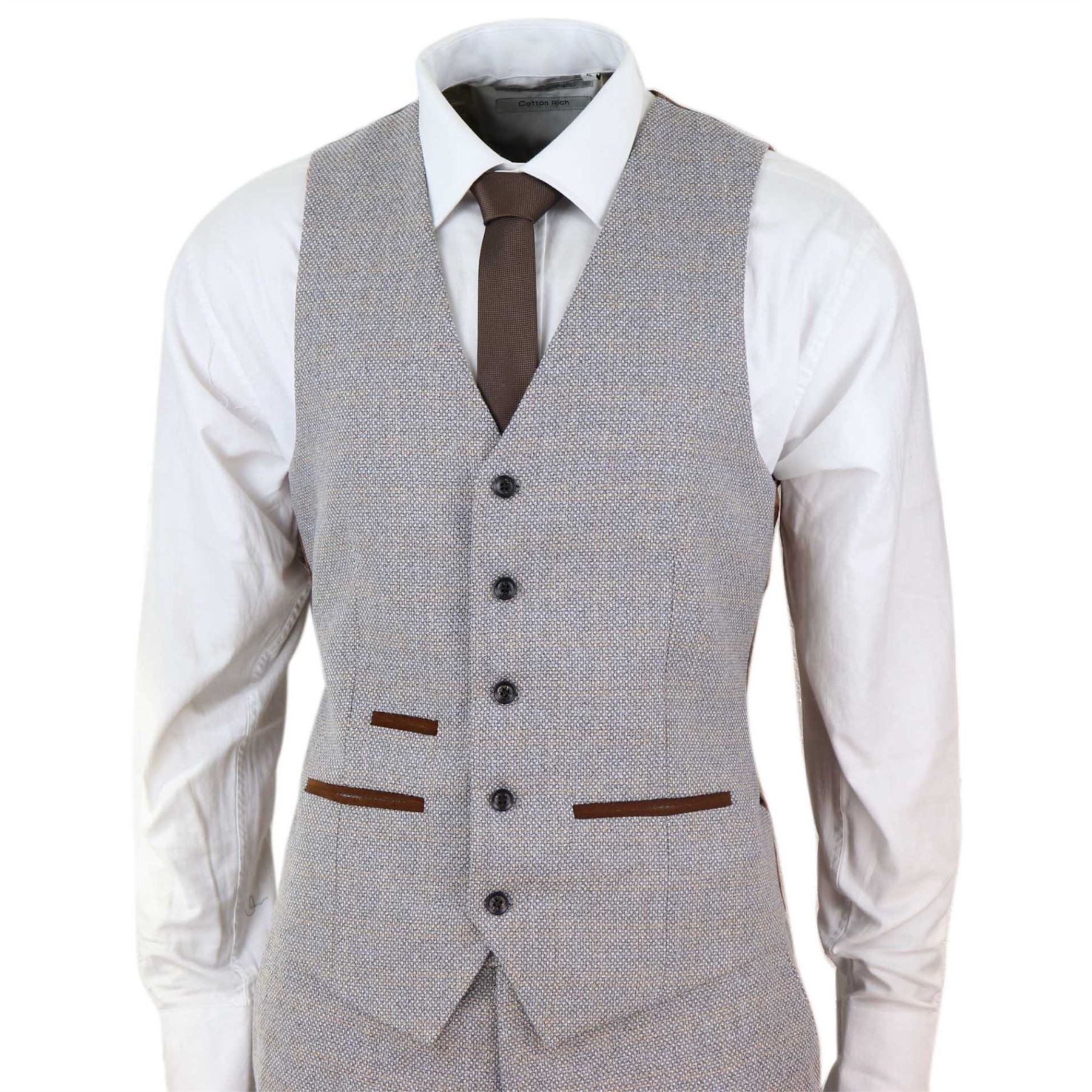 Mens 3 Piece Suit Tweed Check Vintage Retro Tailored Fit 1920s