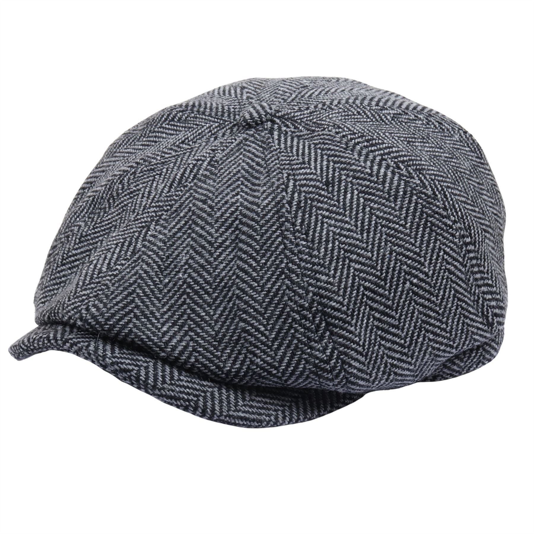 Men's Wool Blend Herringbone Newsboy Flat Cap