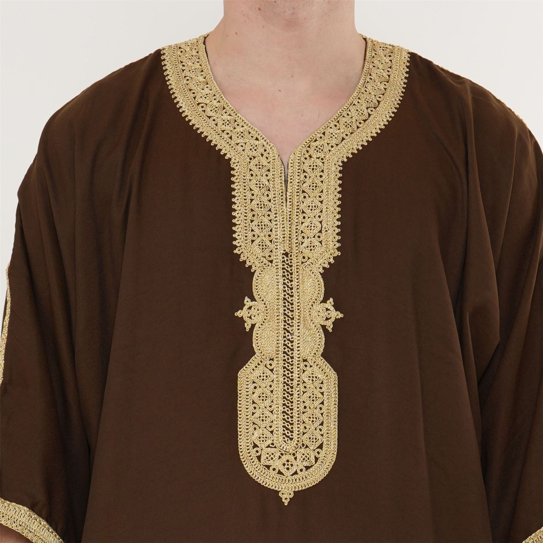 Men's Half Sleeve Embroidery Moroccan Thobe