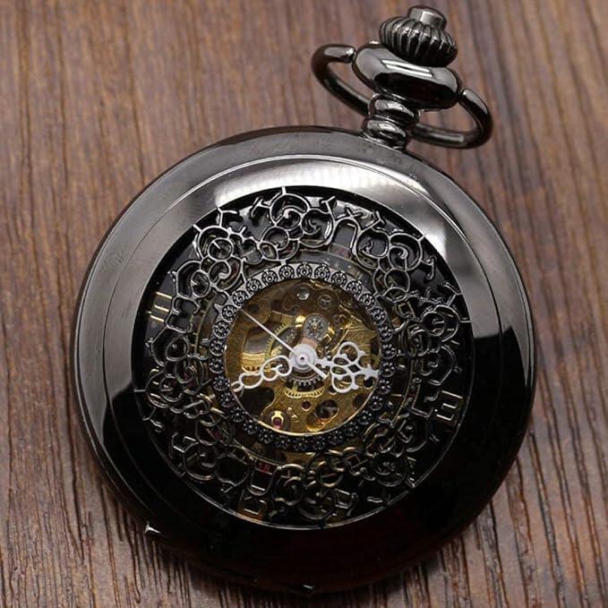 Mechanical Skeleton Half Hunter Antique Brass Pocket Watch