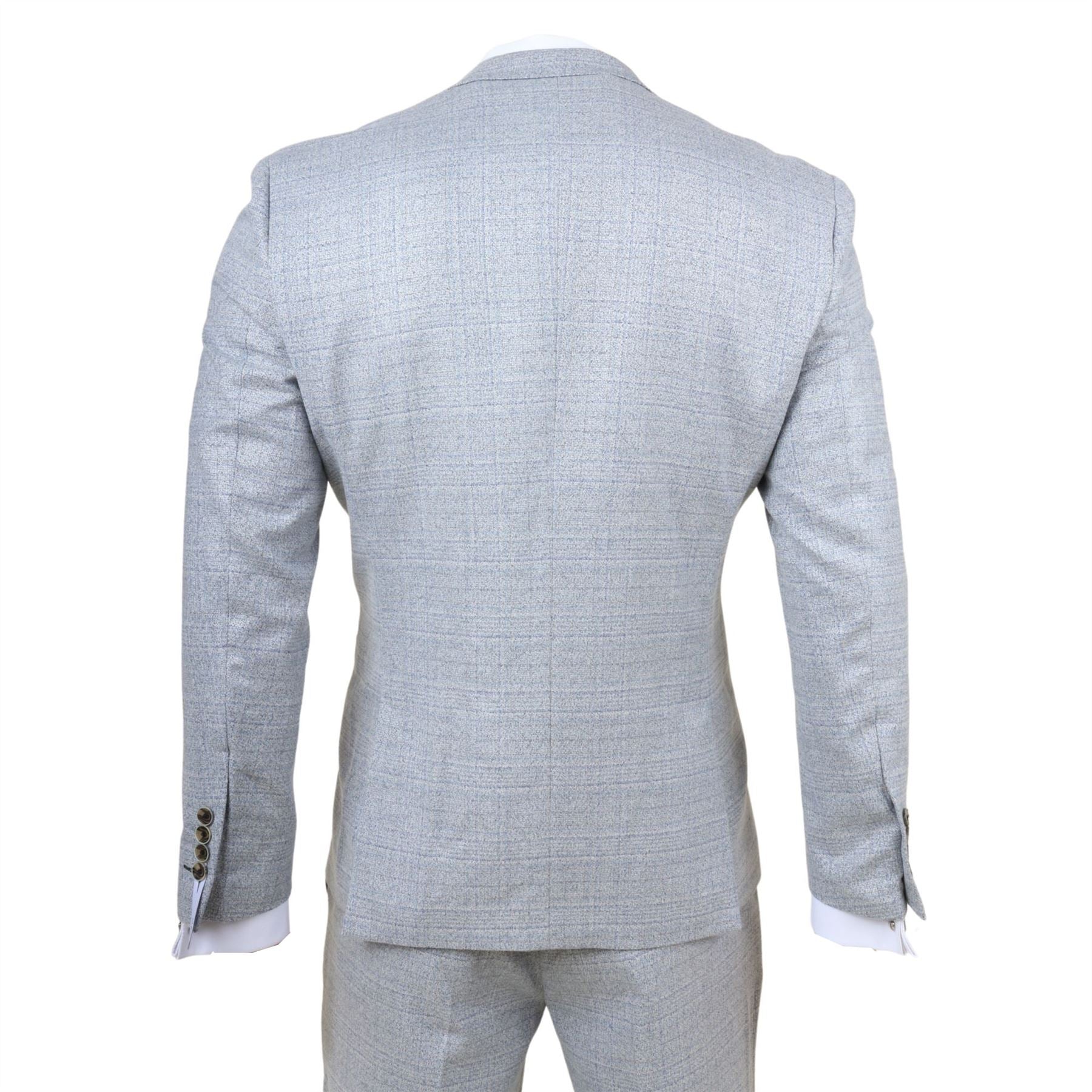 Luis - Men's Light Blue Plaid Check Slim Fit 3 Piece Suit