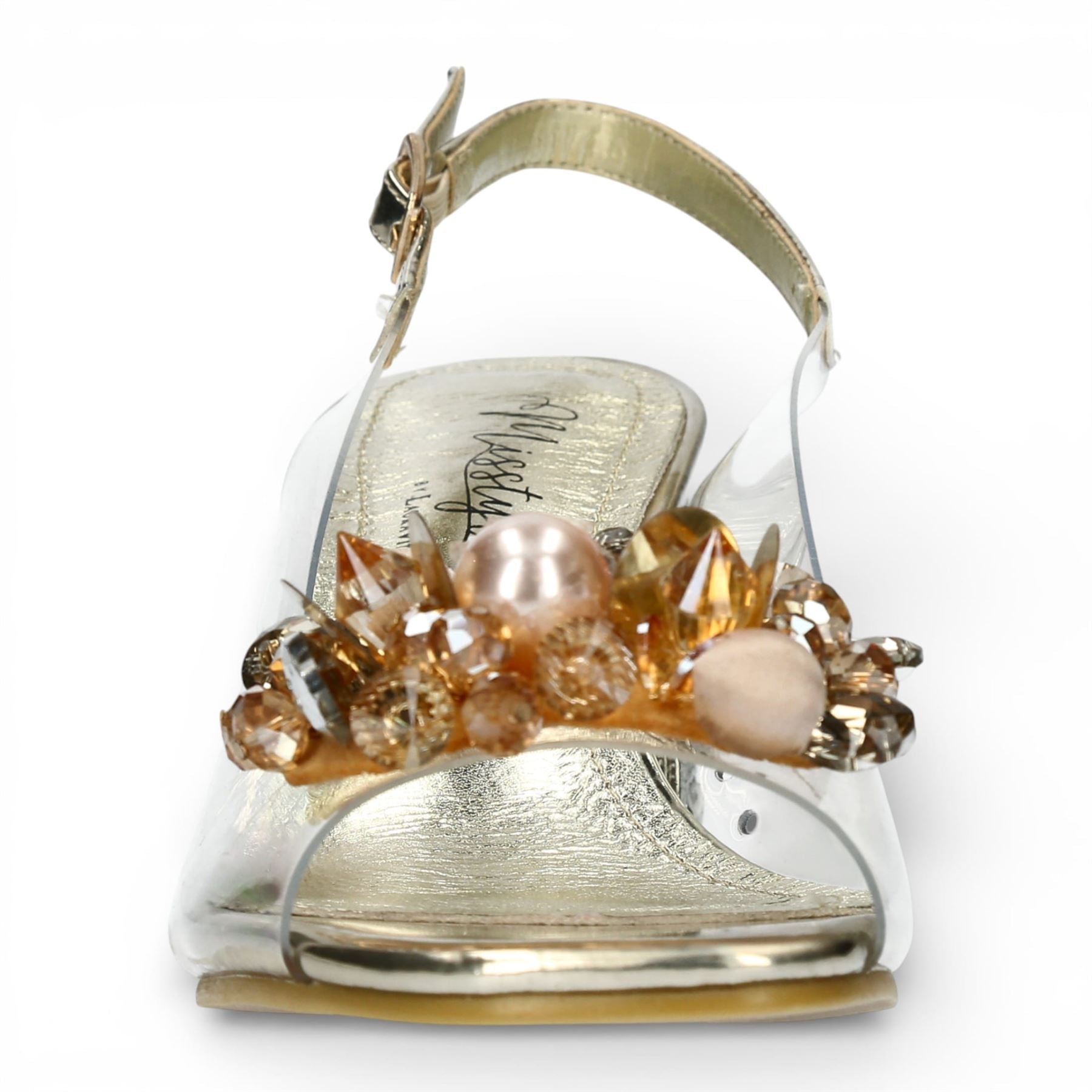 Marlene 12 - Women’s Clear Golden Block Heel Sandals