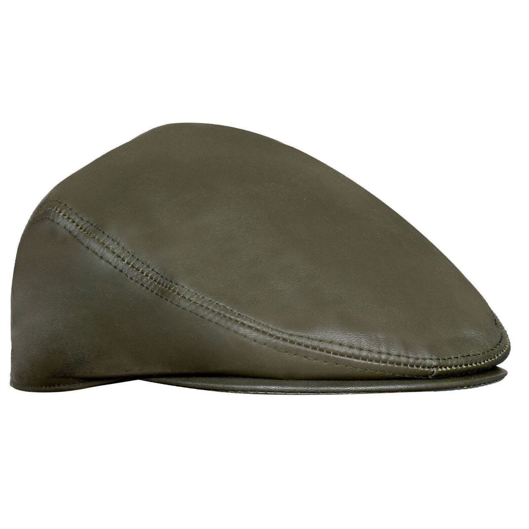 Men's Real Leather Ivy Newsboy Peaked Flat Cap