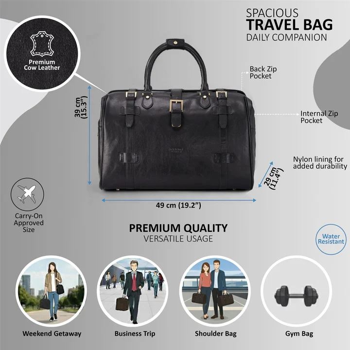 Windsor - Genuine Leather Large Travel Duffle Bag