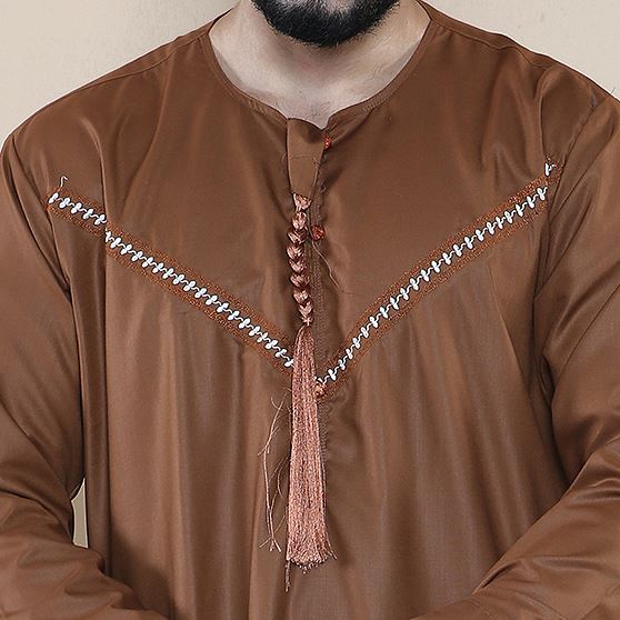 Mens Thobe Jubba Islamic Clothing Muslim Kaftan Emirati Omani Robe Casual Cotton
