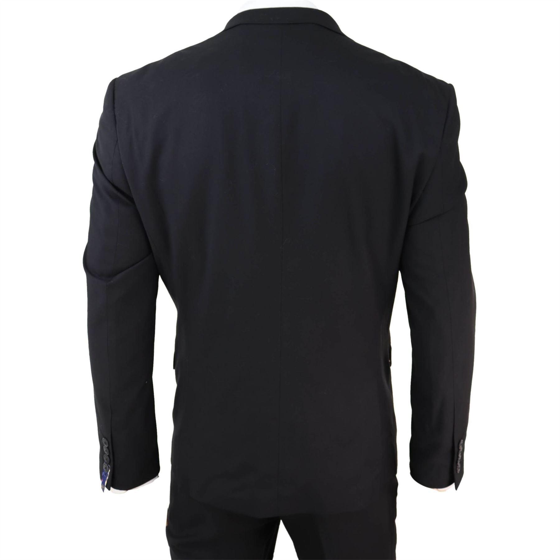 Mens Black 3 Piece Suit Classic Short Regular Long Smart Formal Tailored Fit - Knighthood Store