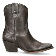 New Rock WSTM006-S1 Black Leather Cowboy Western Pointed Boots Riding Retro - Knighthood Store