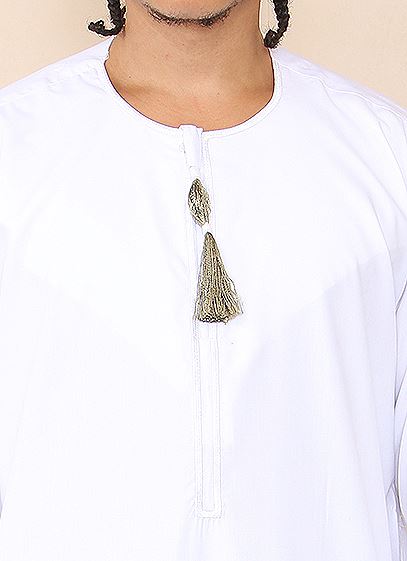 Mens Thobe Jubba Islamic Clothing Muslim Kaftan Emirati Omani Robe Arab Tassel