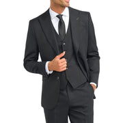 Men's Blazer Black Tailored Fit Shadow Stripes Formal Suit Jackets