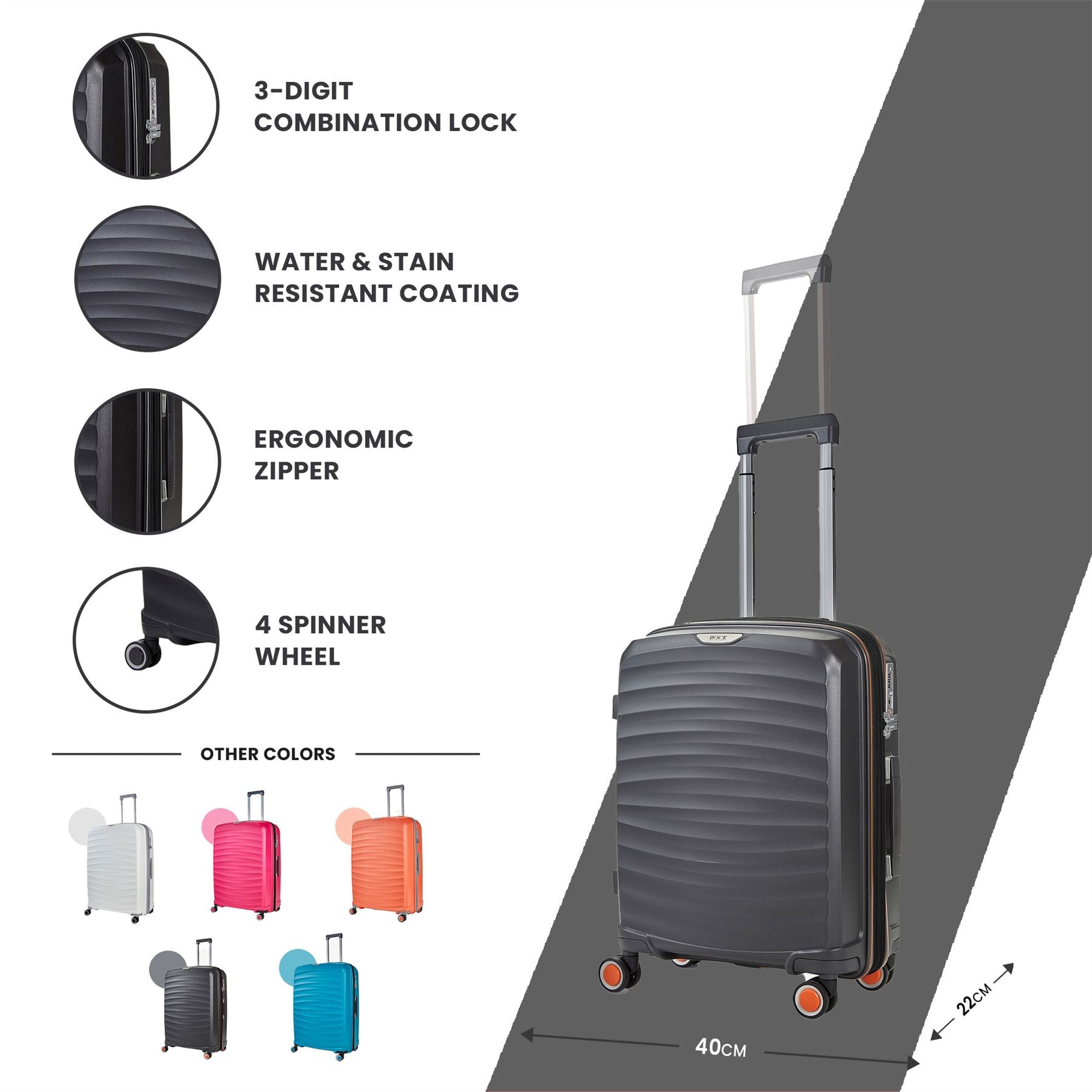 Luggage Suitcase Travel Bag Carry On Hand Cabin Check in Expandable Hard-Shell 4 Spinner Wheels Trolley Set | Sunwave