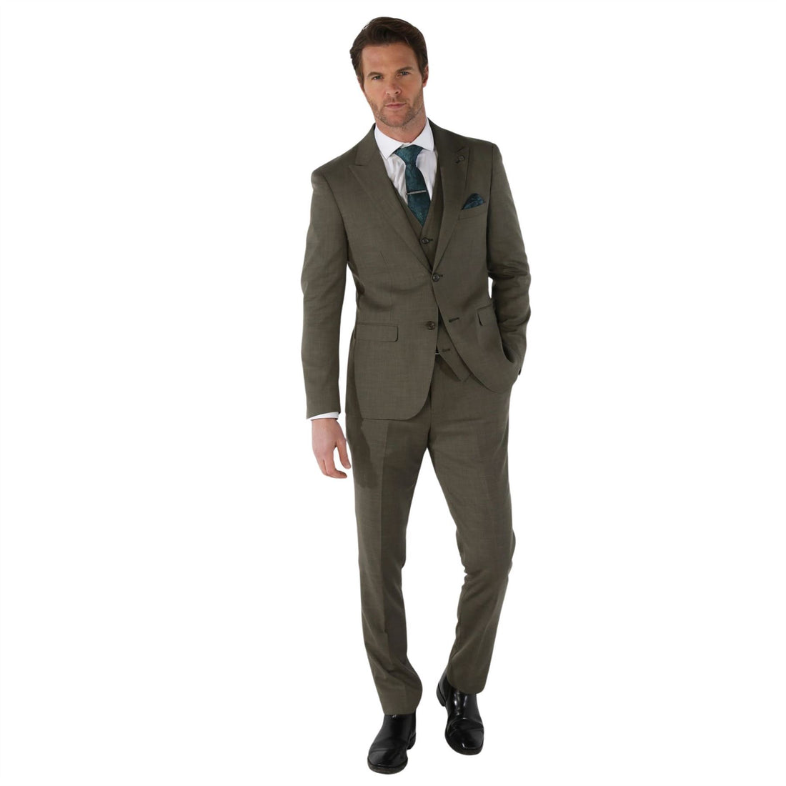 Men's Suit 3 Piece Sage Green Tailored Fit Summer Wedding