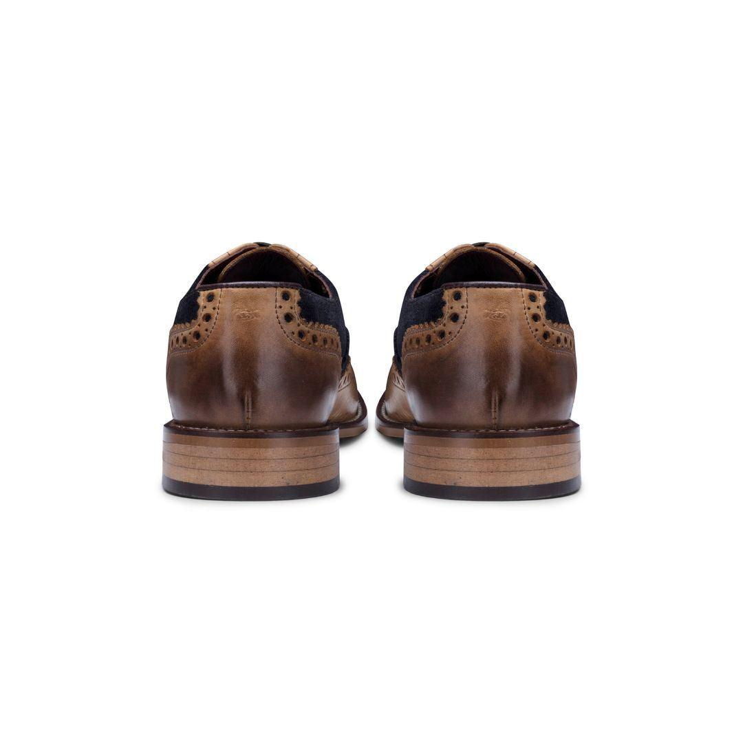 Mens Real Leather Vintage Shoes Brogues 1920s Suede Tweed Laced Shoes Smart Formal - Knighthood Store