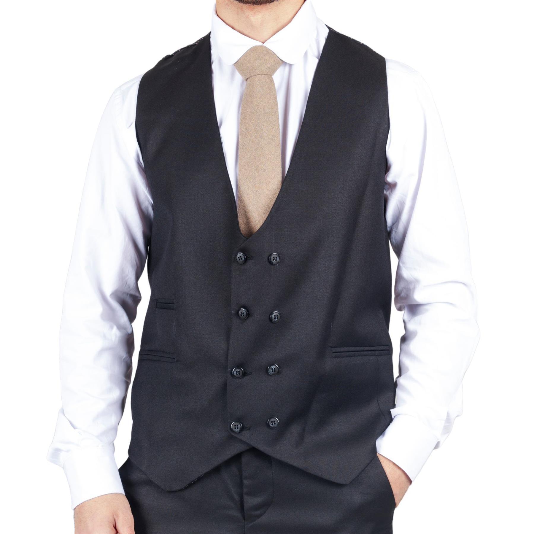 Men's Black Suit Double Breasted 3 Piece Formal Dress - Knighthood Store