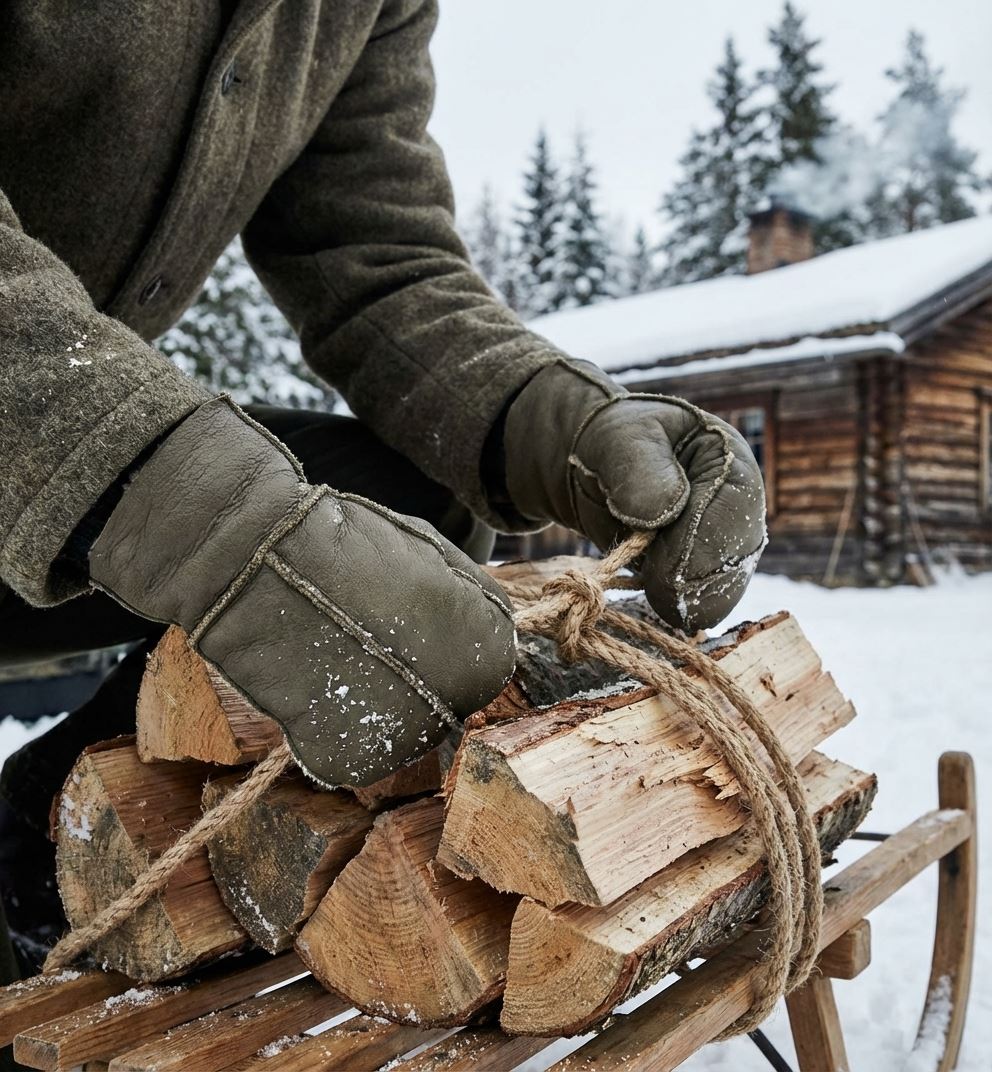Women’s Premium Leather Shearling Wool Lining Gloves