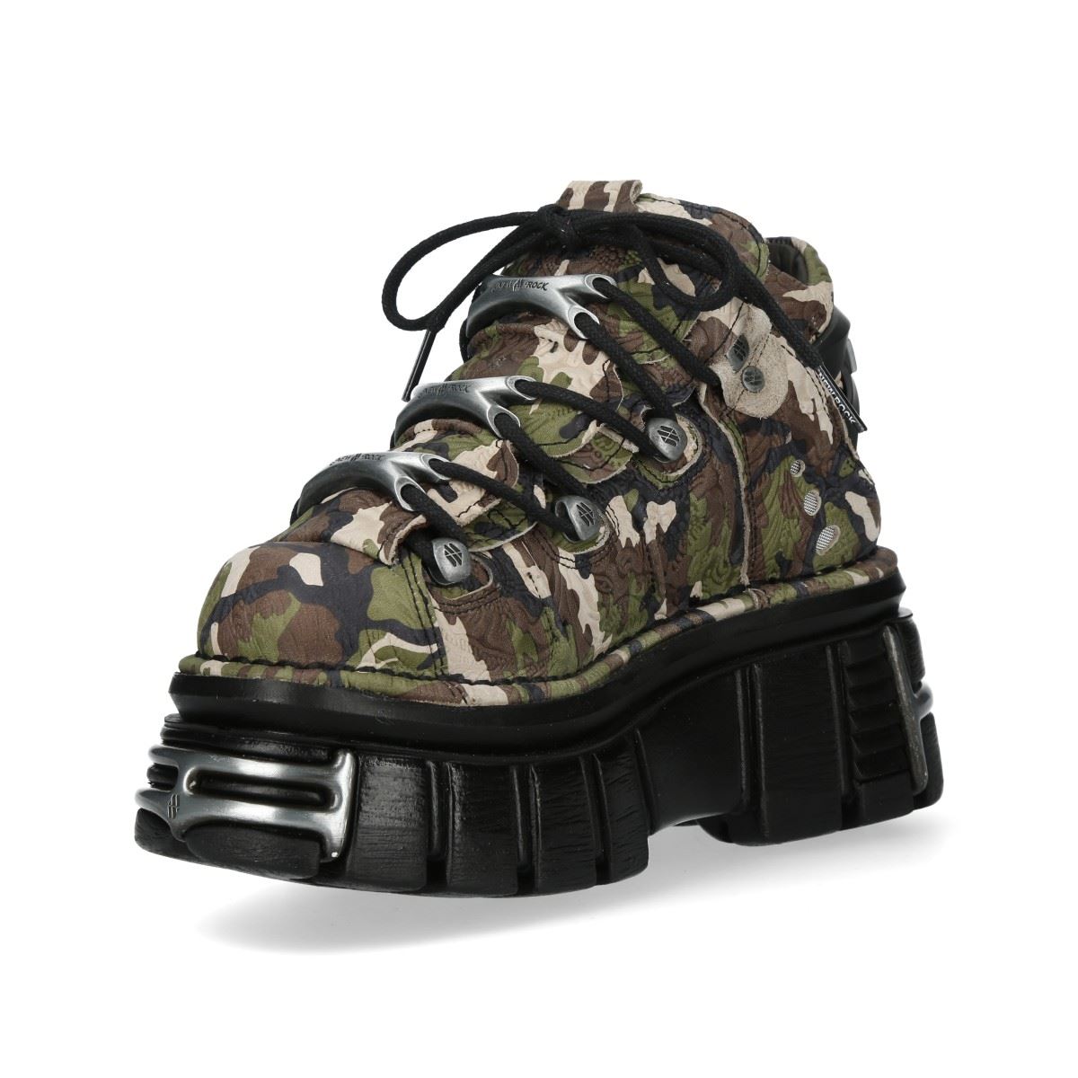 New Rock M-106-C169 Camouflage Leather Gothic Ankle Boots