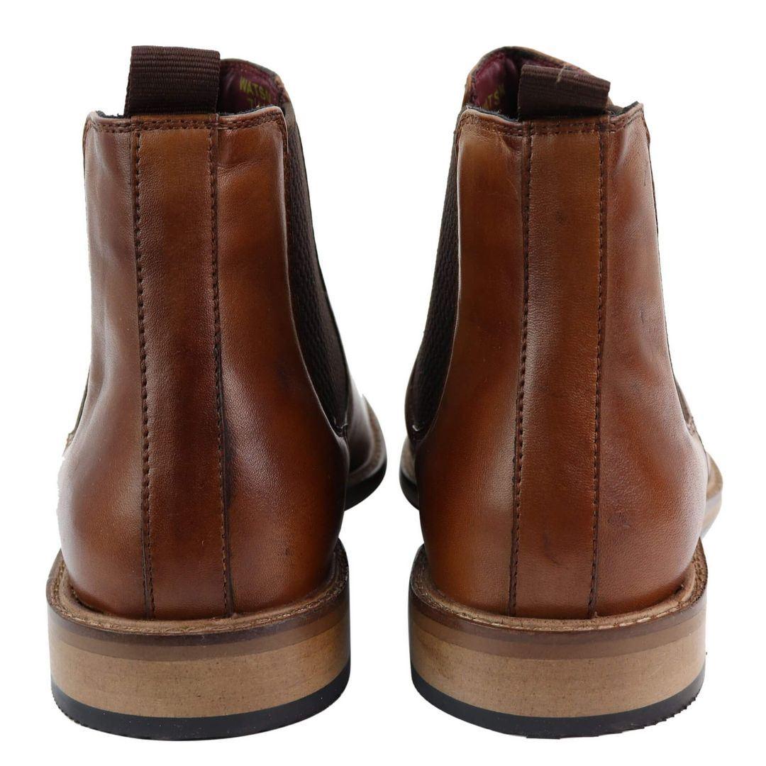 Mens Full Leather Slip On Chelsea Boots Smart Casual Retro Vintage Formal - Knighthood Store