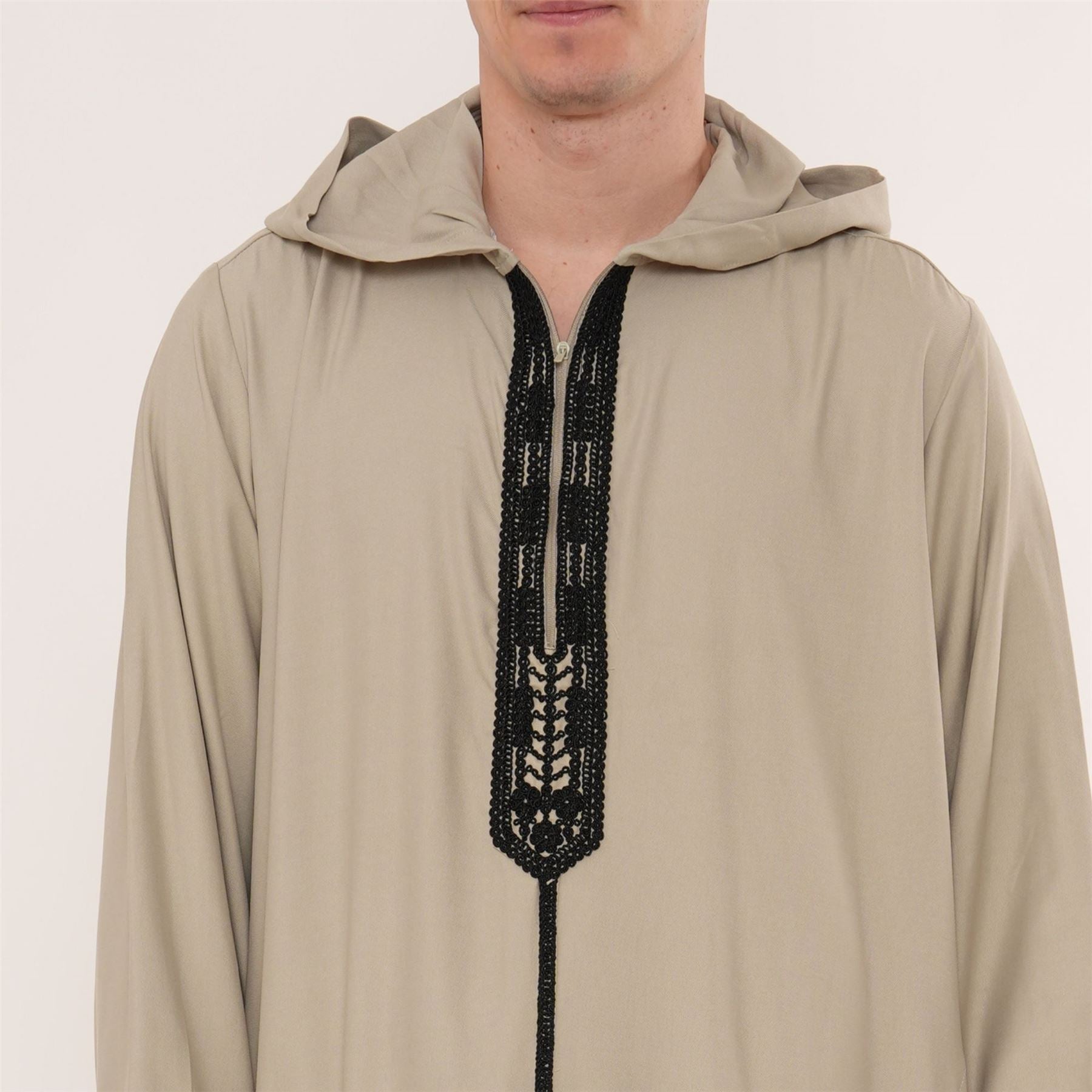 Men's Hooded Gandoura Embroidery Moroccan Thobe