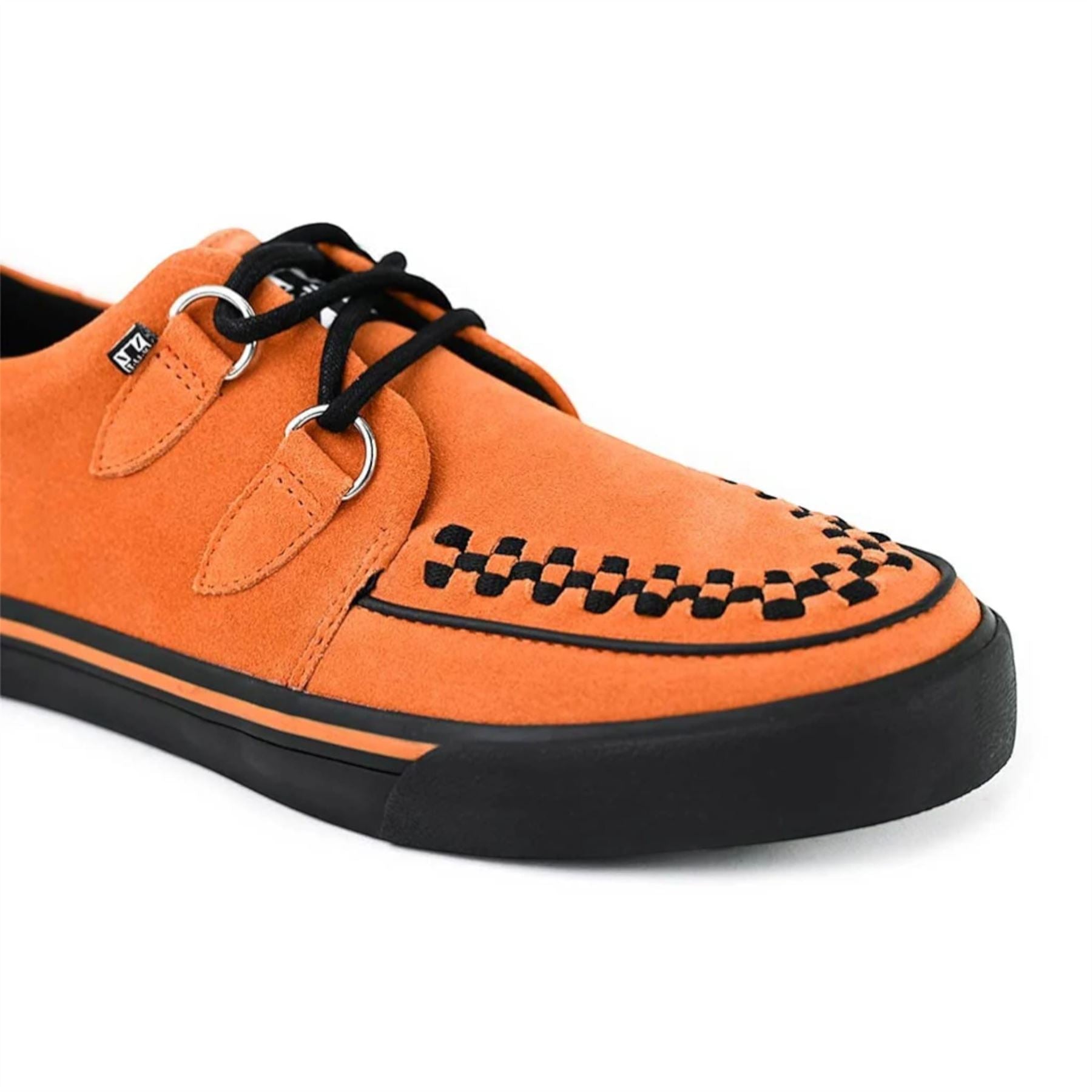 Pointed Creeper Sneaker Orange Cow Suede Platform Shoes