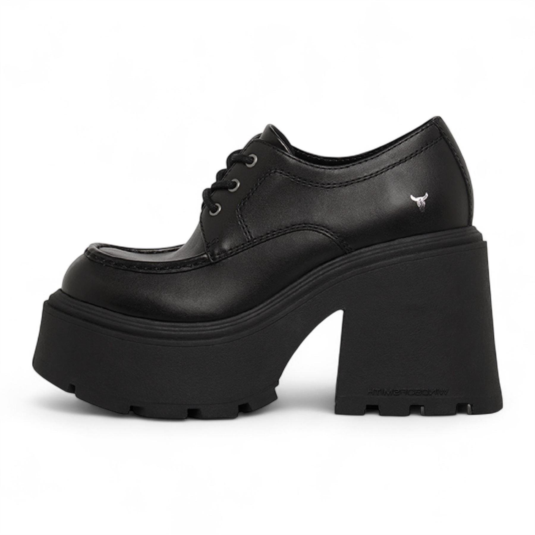Starcrossed - Women's Black Leather Chunky Platform Shoes