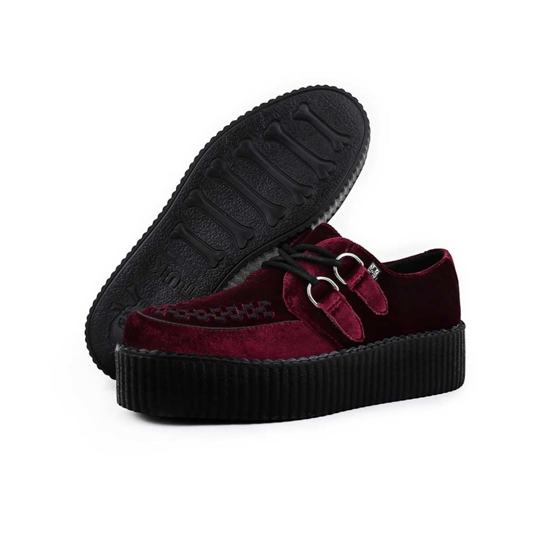 Viva High Creeper Burgundy Velvet Platform Lace-Up Shoes