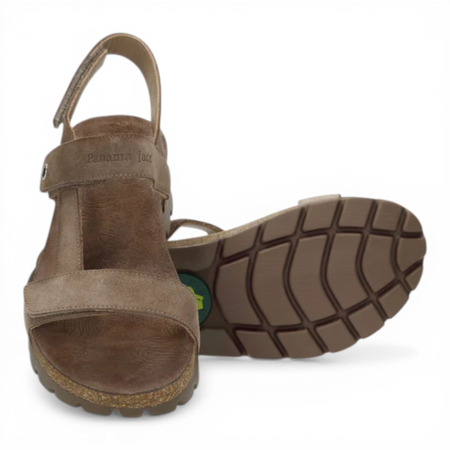 Selma B18 - Women’s Wedge Stone Grey Suede Leather Sandals