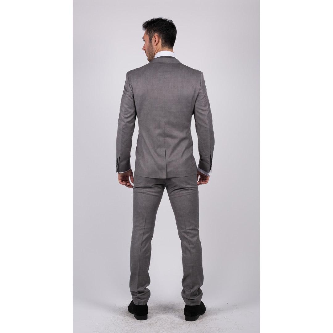 Mens Light Grey 3 Piece Suit Classic Stitch Wedding Summer Prom Classic Grooms - Knighthood Store