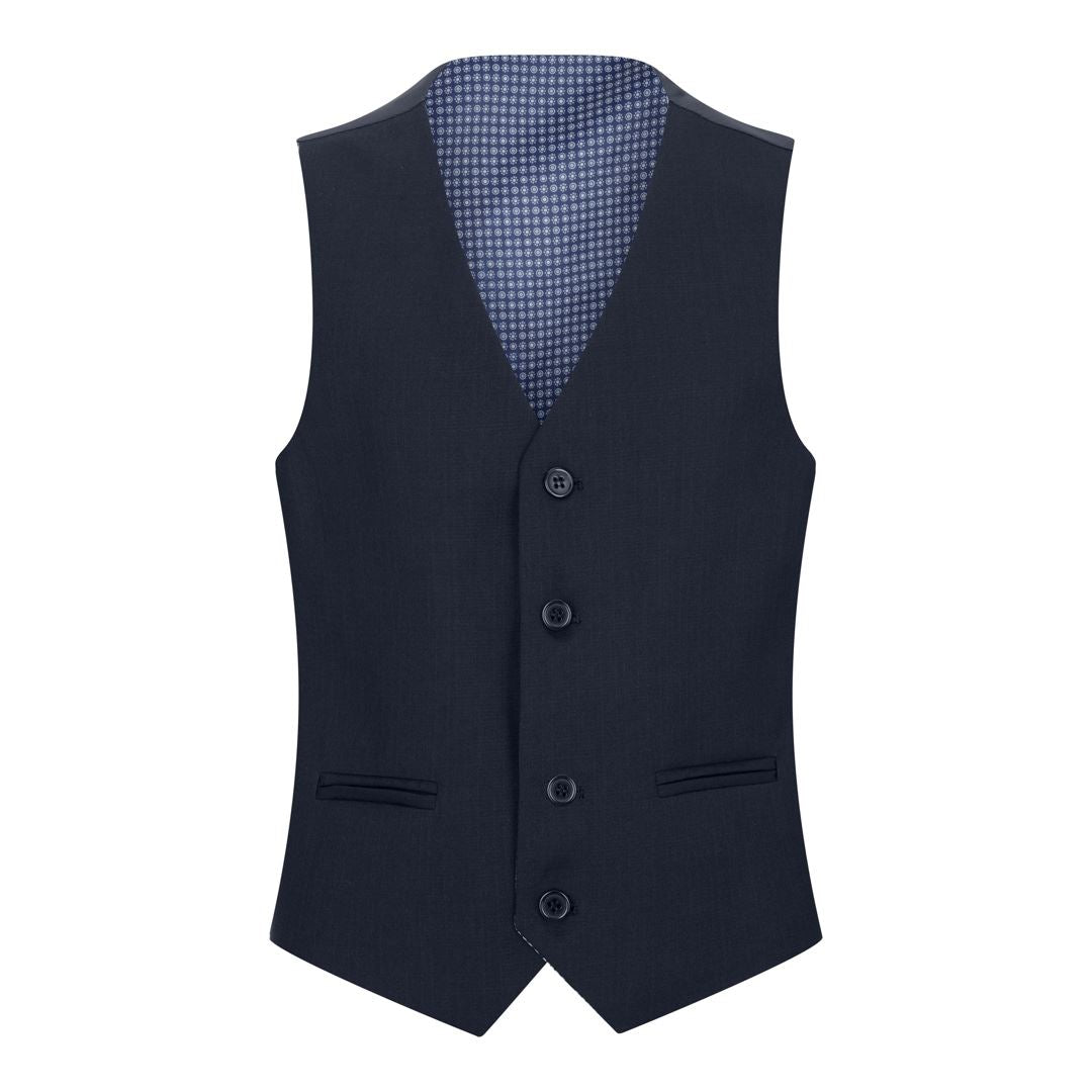 Boys Navy Blue 5 Piece Suit Blazer Waistcoat Shirt Tie Trousers Wedding Party