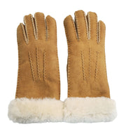 Women's Plush Shearling Cuff Suede Genuine Leather Gloves