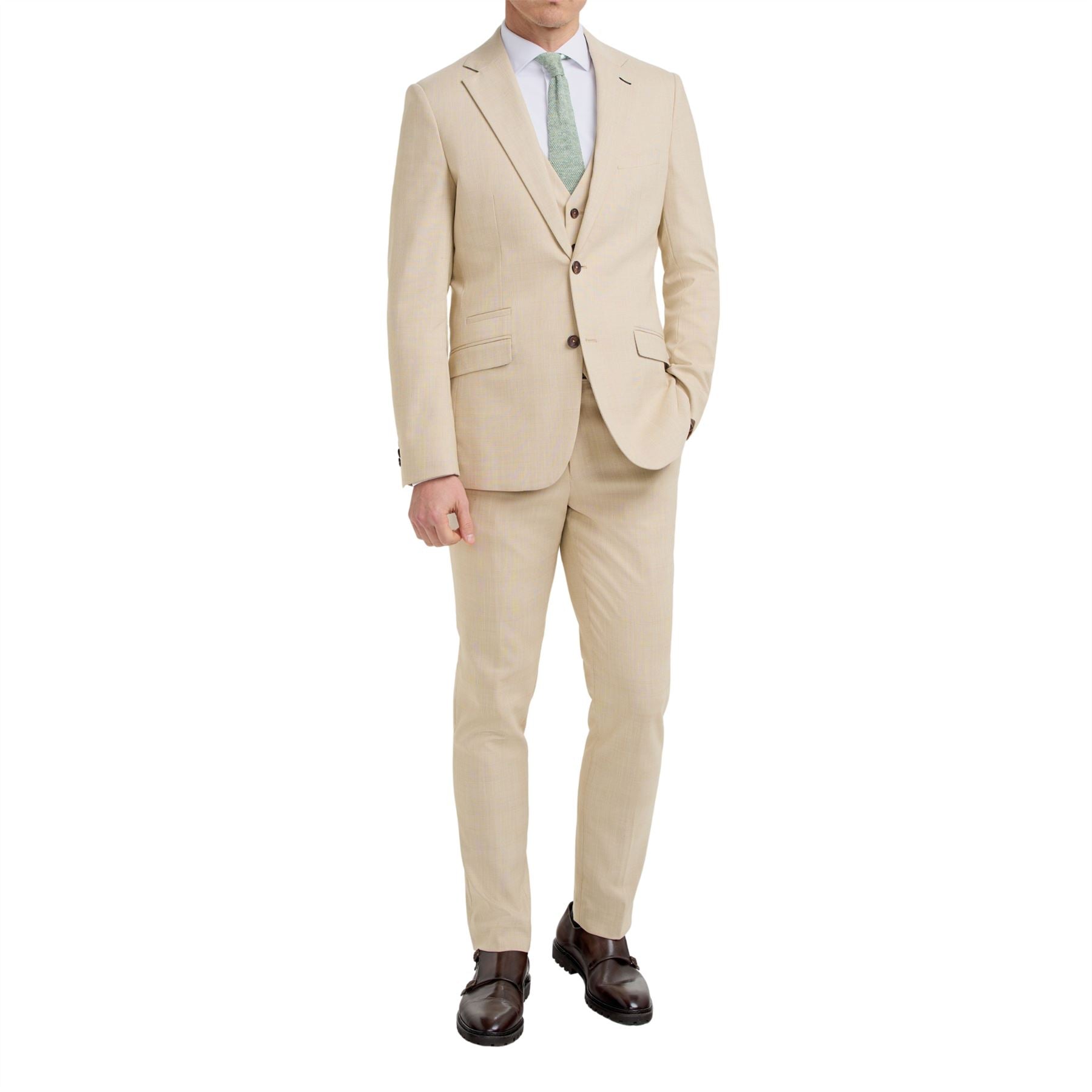 Camden - Men's Beige 3 Piece Check Suit