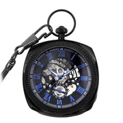Mechanical Skeleton Open Face Square Pocket Watch