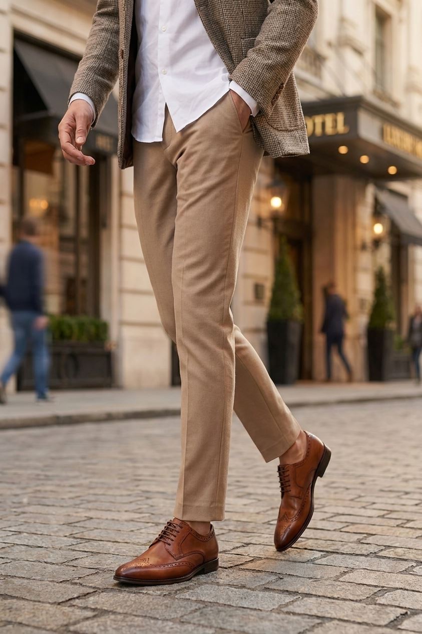 Lorenzo - Men's Tan Burnished Leather Oxfords Shoes