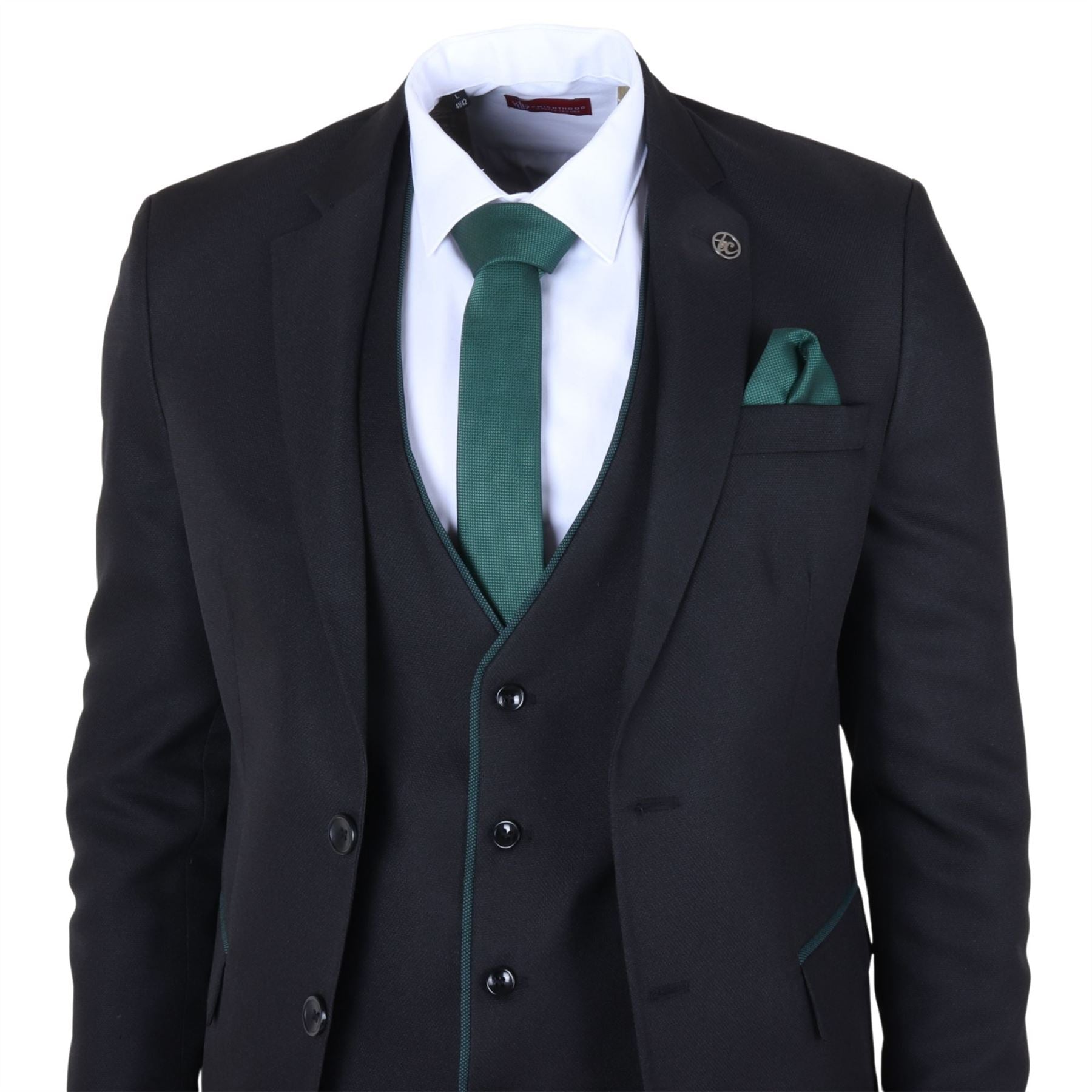 IM48 - Men's 3 Piece Black Tailored Fit Suit