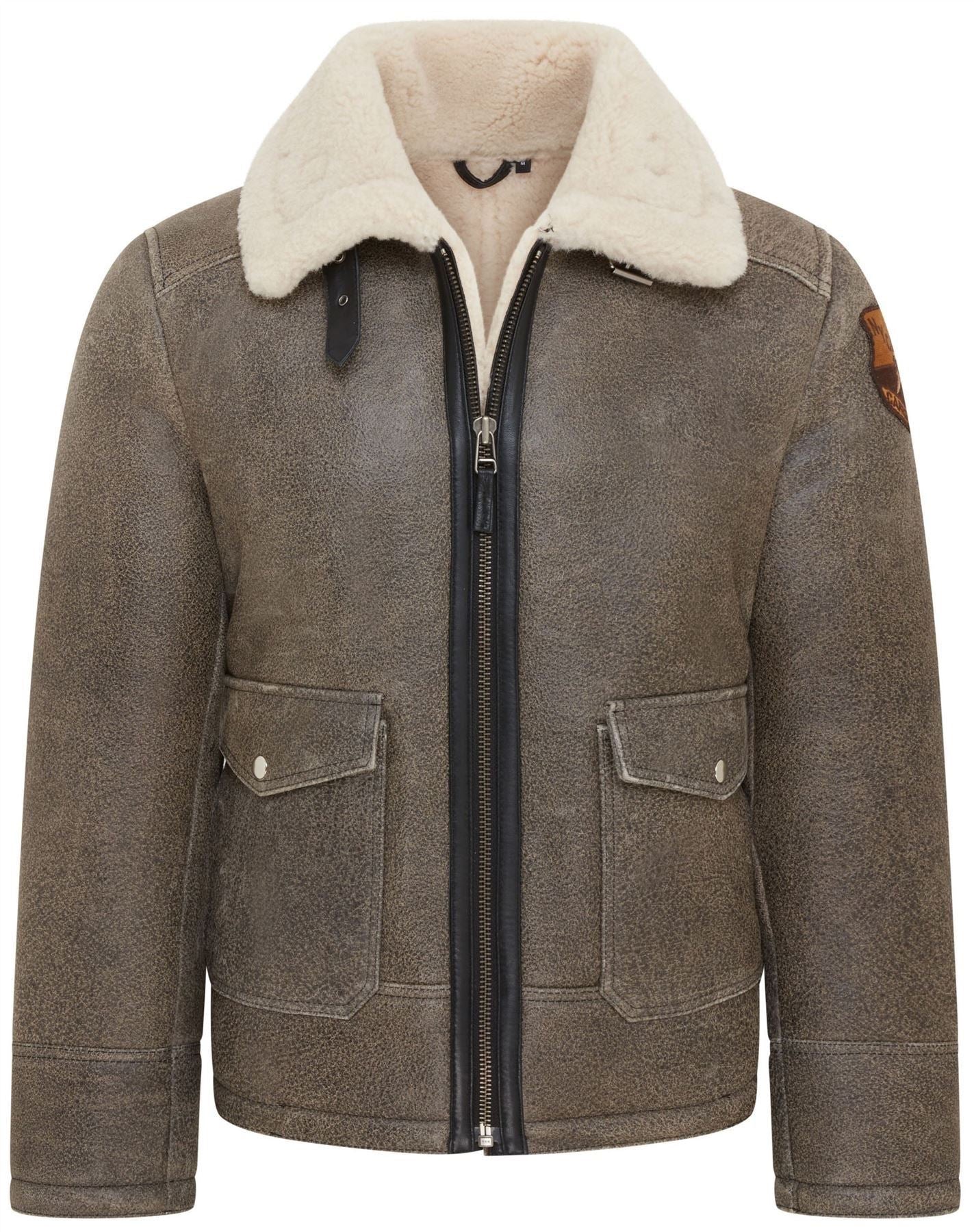 Men's Grey B3 Shearling Aviator Sheepskin Jacket