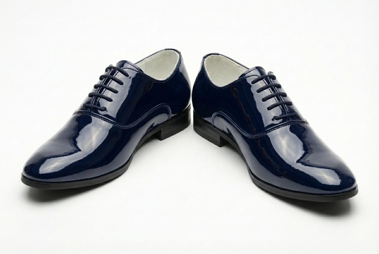 Men’s Formal Patent PU Leather Oxfords Lace-Up Dress Shoes