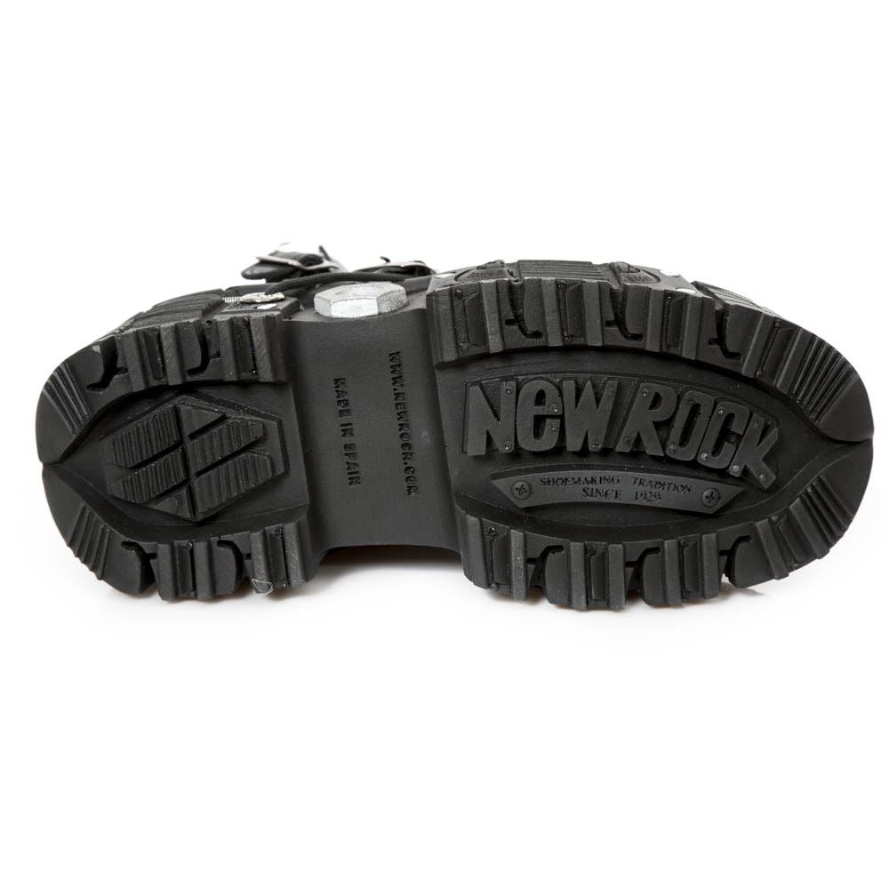 New Rock M-TANK007-S1 Black Leather Platform Ankle Boots