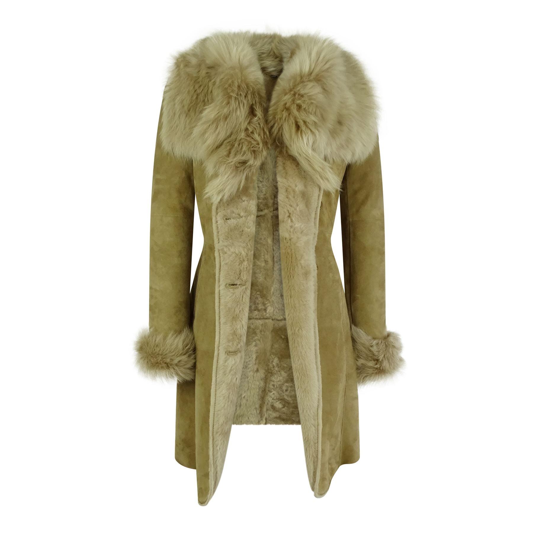 Ladies Real Sheepskin Jacket Suede Button Tailored Fit 3/4 Long Trench Coat Italian - Knighthood Store