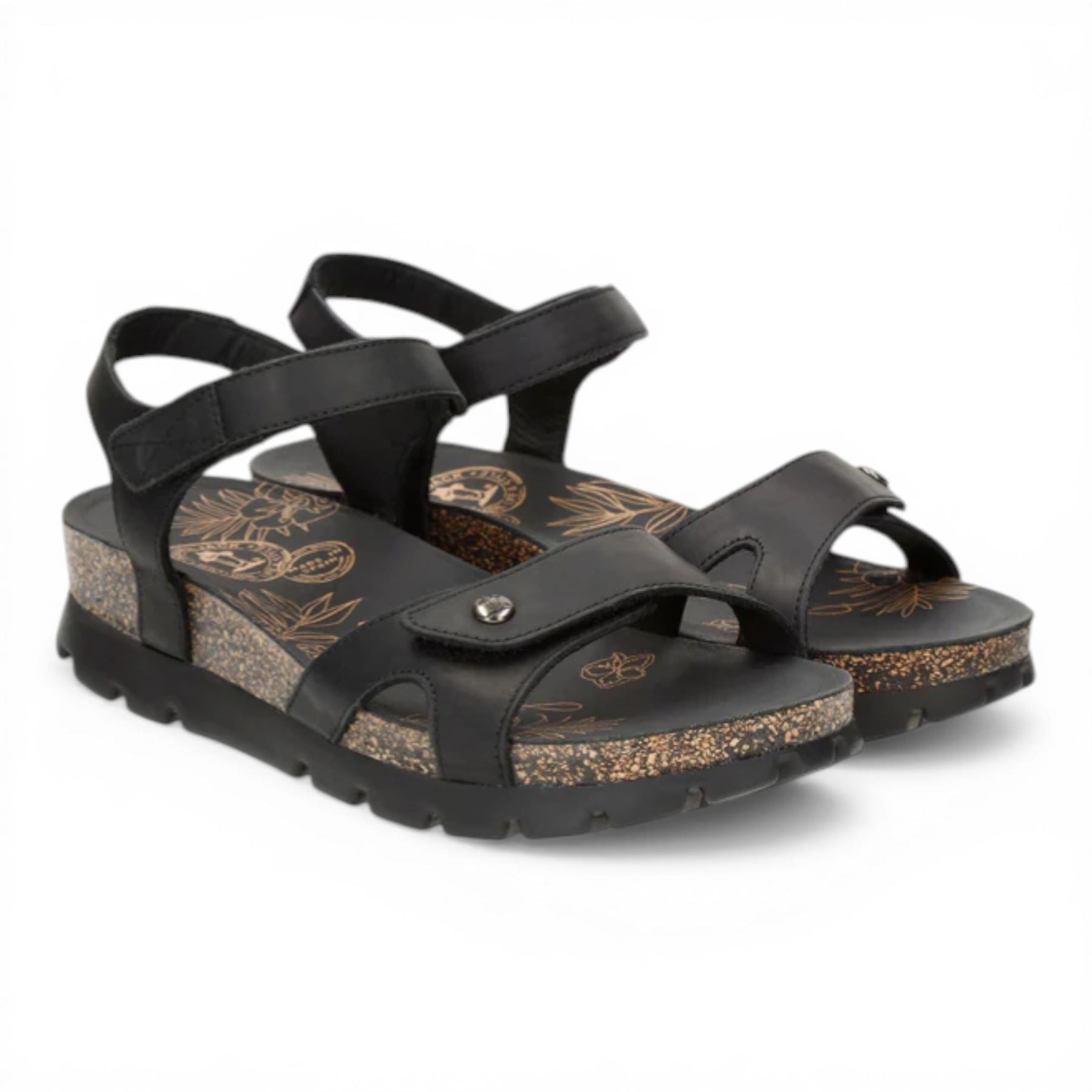 Sulia B2 - Women's Wedge Black Leather Platform Sandals