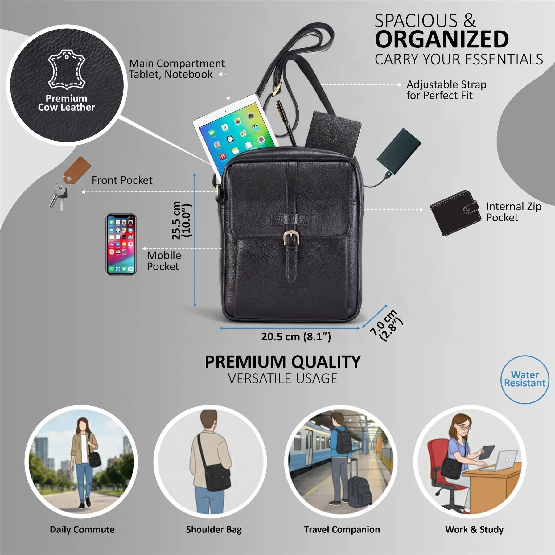 Ashby - Genuine Leather Crossbody Small Messenger Bag